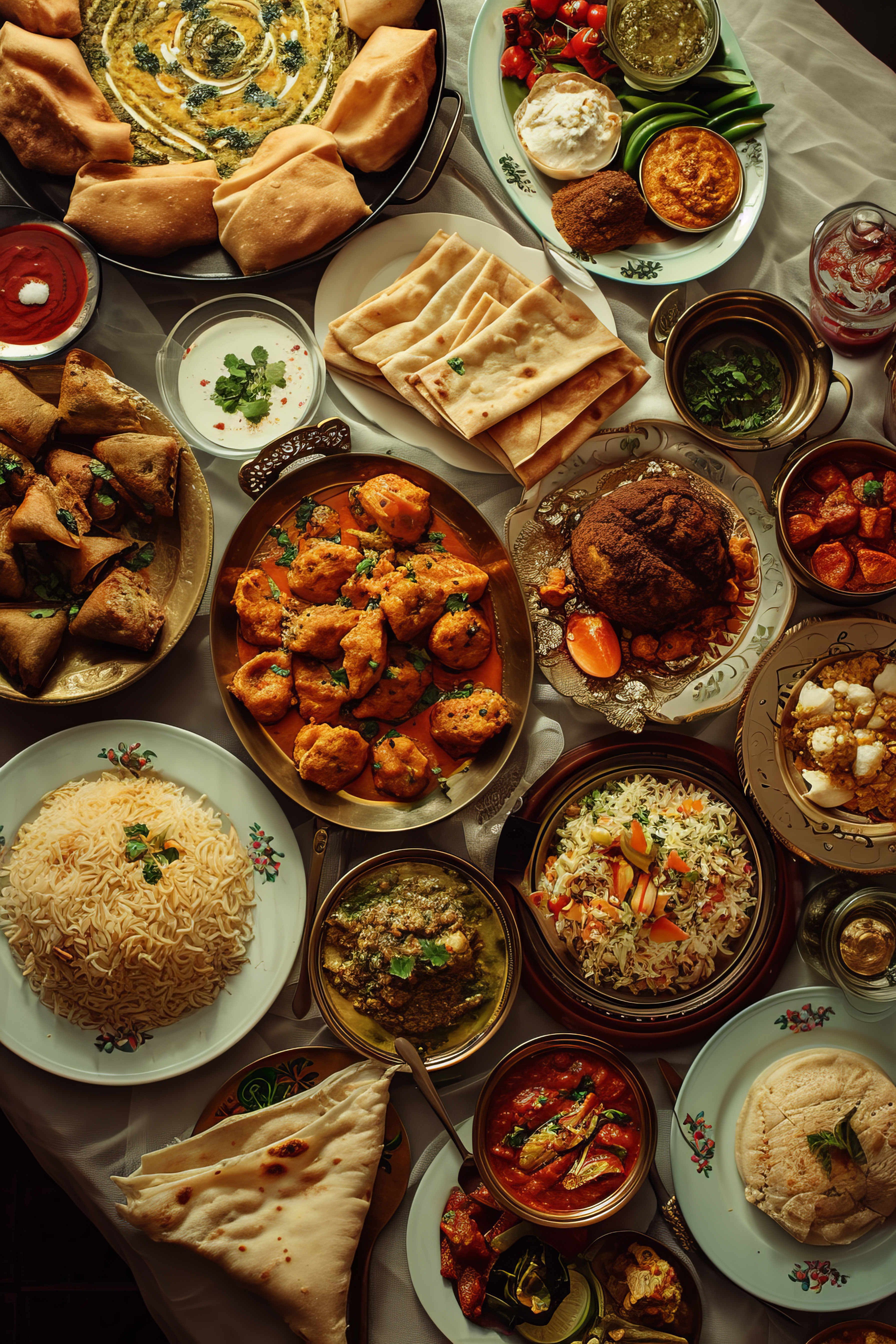 multiple dishes style of punjabi adda dishes